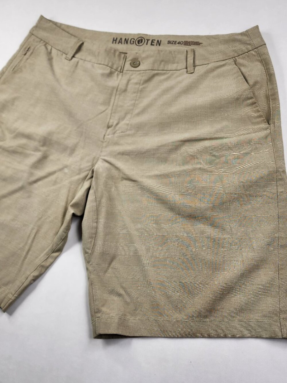 Hang Ten Mens 40 Beige Hybrid Shorts Stretch Performance Quick Dry Flaw Good